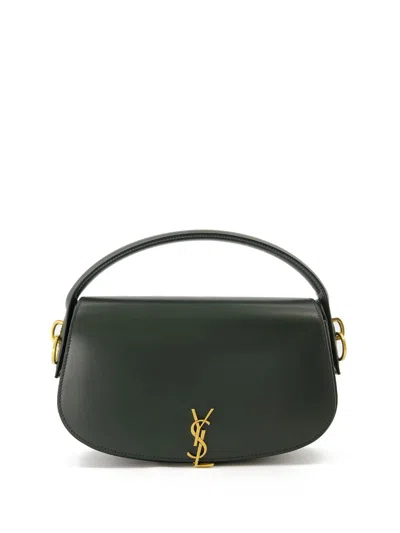 Saint Laurent Voltaire Bag In Box Leather In Green