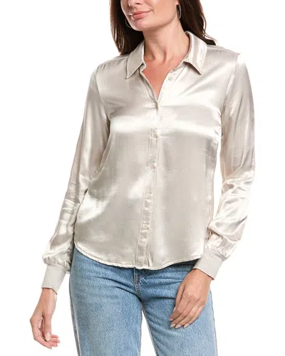 Michael Stars Meredith Satin Button Down Shirt In Neutral