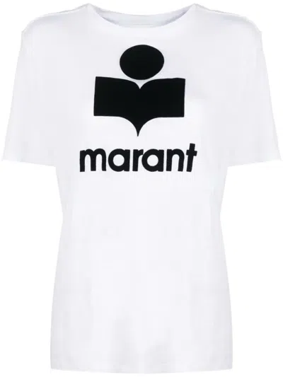 Isabel Marant Étoile Linen Logo Short-sleeve T-shirt In White