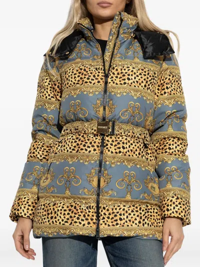 DUVET STRIPES 印花束腰蓬松夹克