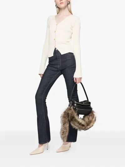 Acne Studios Bow-detail Flared Trousers In Blue