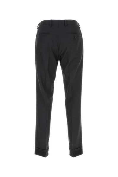 Prada Wool Pant With Back Pocket And Belt Loops In Gray