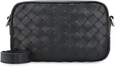 Bottega Veneta Leather Mini Camera Bag In Black