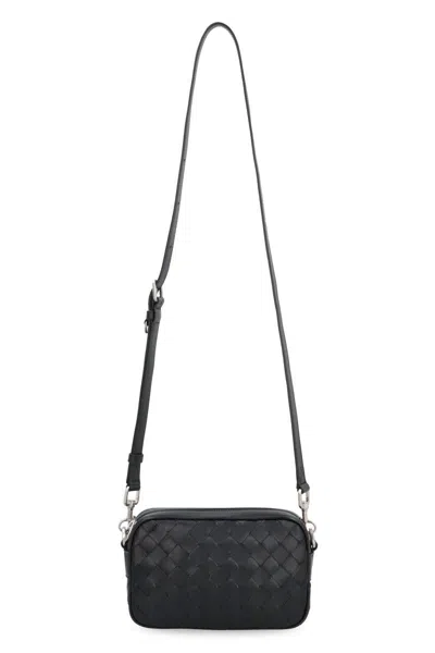 Bottega Veneta Leather Mini Camera Bag In Black