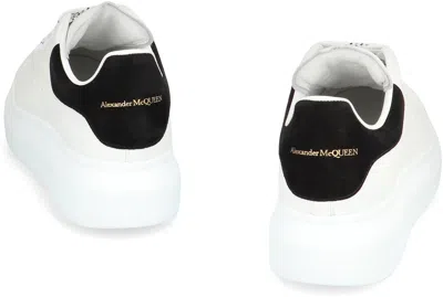 Alexander Mcqueen White Leather Sneakers With Black Suede Heel In White