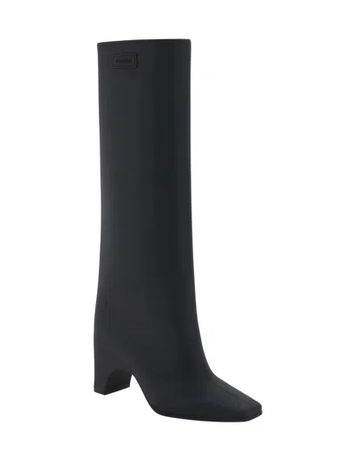 Coperni Knee Length Pointed Toe Rubber Boot In Black