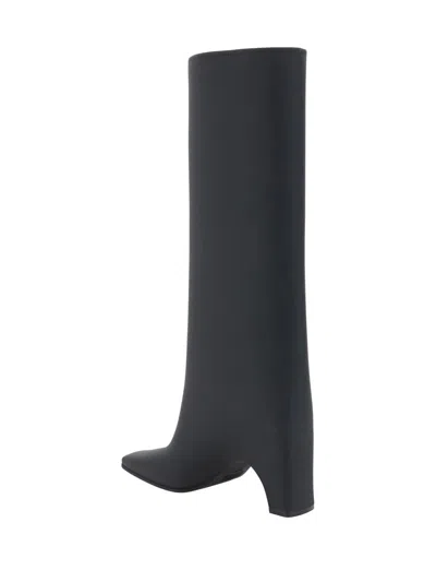 Coperni Knee Length Pointed Toe Rubber Boot In Black