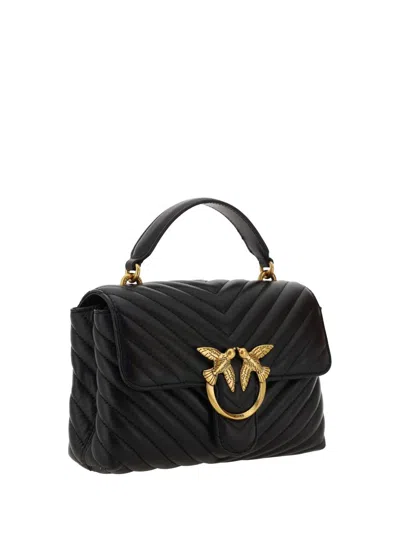 Pinko Large Lady Love Bag Puff Chevron Handbag In Black