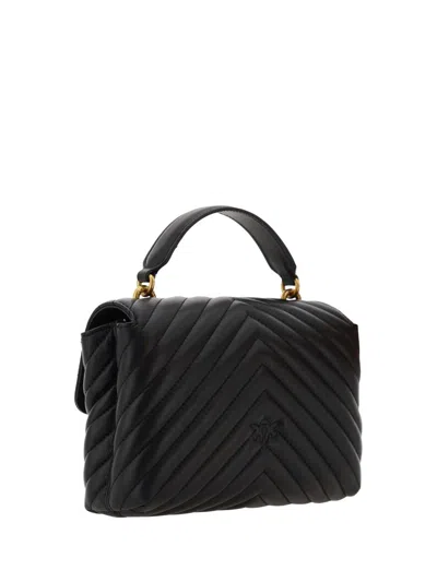 Pinko Large Lady Love Bag Puff Chevron Handbag In Black