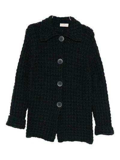Bruno Manetti Textured Buttoned Cardigan In Black
