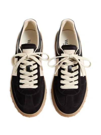 Valentino Lace-up Footwear Featuring Contrast Panel In Black