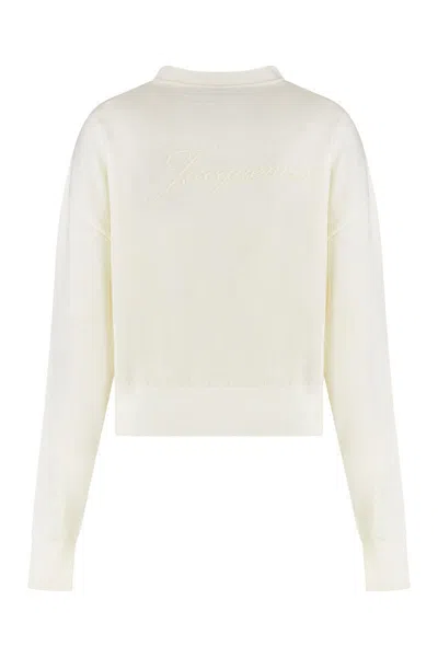 Jacquemus Cardigan Brode In Merino Wool In White