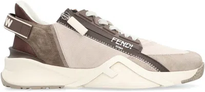 Fendi Flow Sneaker In Beige Nubuck In Brown