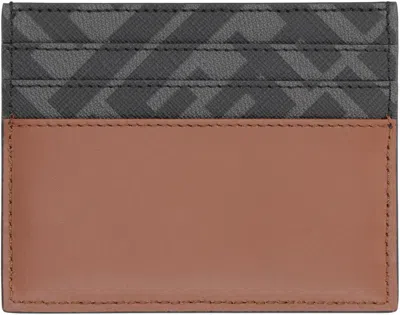 Fendi Ff Squared Leather Card Holder In Metallic