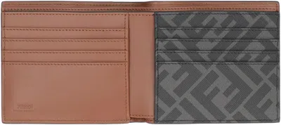 Fendi Logo Plaque Bi-fold Wallet In Brown