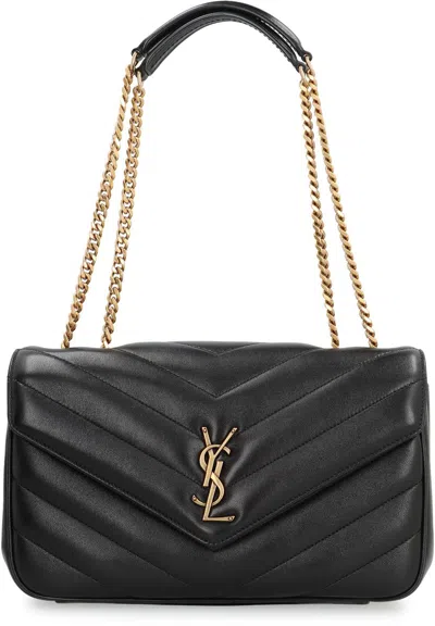 Saint Laurent Black Loulou Medium Shoulder Bag In Black