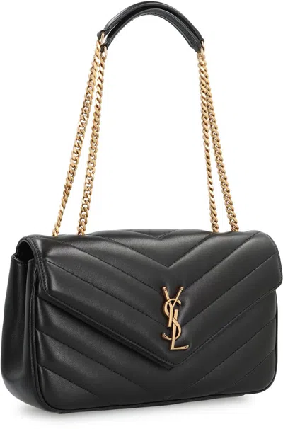 Saint Laurent Black Loulou Medium Shoulder Bag In Black