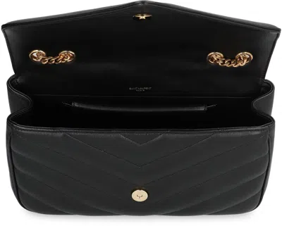 Saint Laurent Black Loulou Medium Shoulder Bag In Black