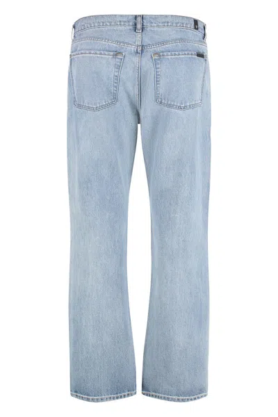 7 For All Mankind Elephant Leg Ripped Light Denim Jeans In Blue