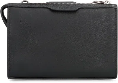 Fendi Baguette Double Leather Crossbody Bag In Black
