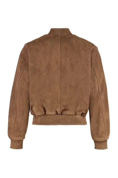 Ami Alexandre Mattiussi Ami Paris Brown Suede Bomber Jacket In Brown
