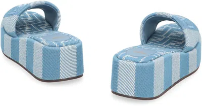 Fendi Logo-embroidered Slides In Blue