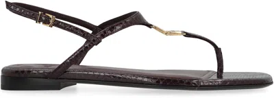 Fendi Ffold Leather Sandals In Brown