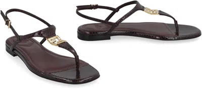 Fendi Ffold Leather Sandals In Brown