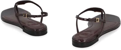 Fendi Ffold Leather Sandals In Brown