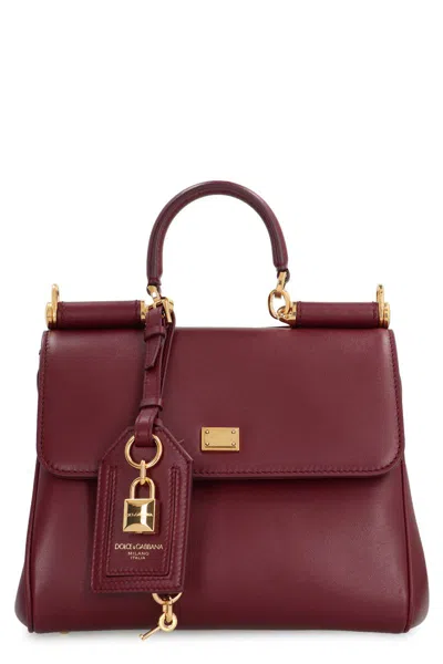 Dolce & Gabbana Structured Calf Leather Handbag In Red
