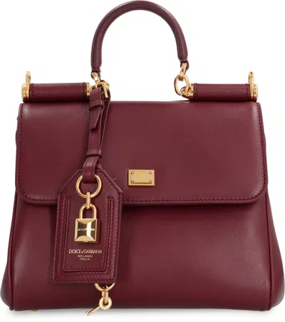 Dolce & Gabbana Structured Calf Leather Handbag In Red