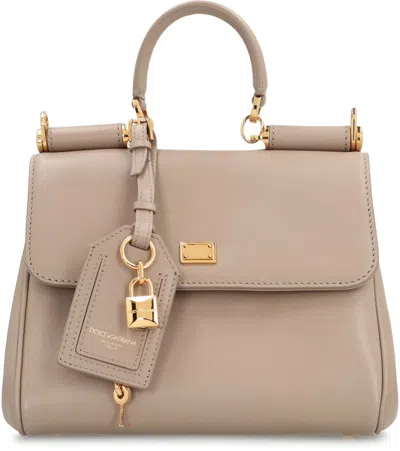 Dolce & Gabbana My Sicily Leather Handbag In Gray