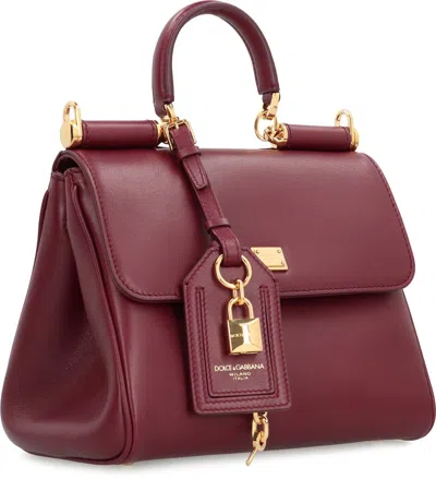 Dolce & Gabbana Structured Calf Leather Handbag In Red