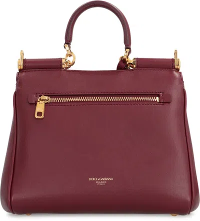 Dolce & Gabbana Structured Calf Leather Handbag In Red