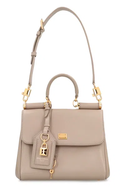 Dolce & Gabbana My Sicily Leather Handbag In Gray