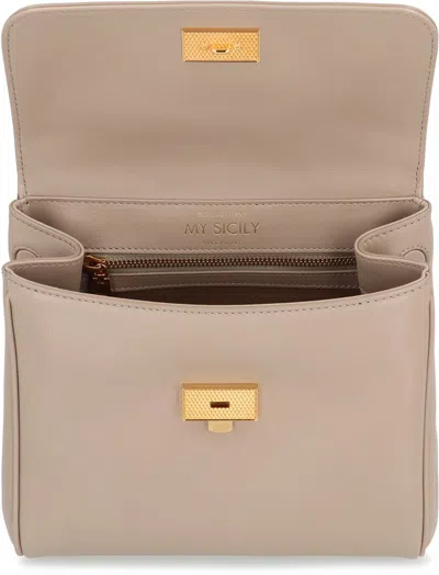 Dolce & Gabbana My Sicily Leather Handbag In Gray