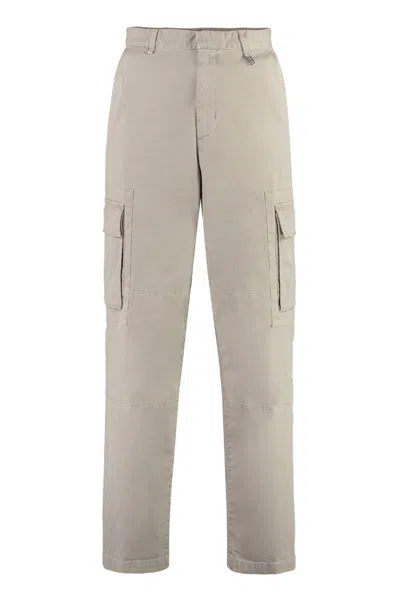 Fendi Stretch Cotton Nitrous Cargo Pants In Neutral