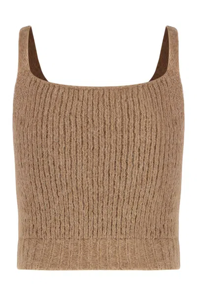 Peserico Squared-neckline Sleeveless Top In Brown