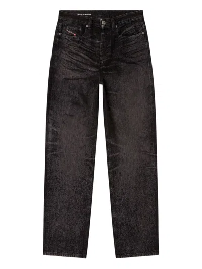 Diesel Relaxed Fit Wide Leg Trousers With Pockets In Brown