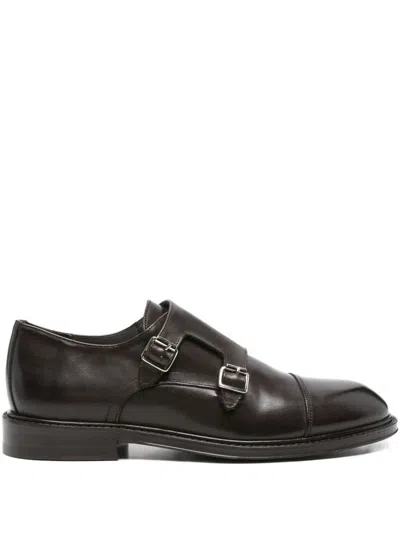 Corneliani Double-buckle Loafers In Brown