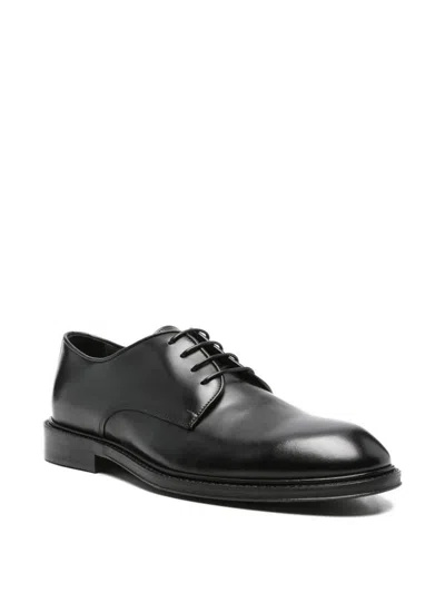 Corneliani Leather Derby Shoes In Black