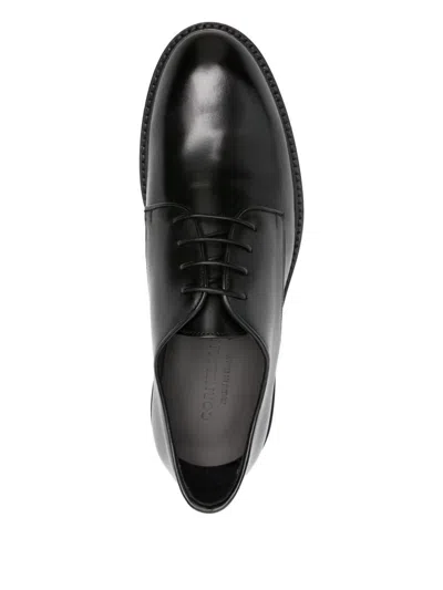 Corneliani Leather Derby Shoes In Black