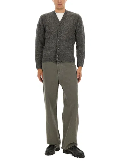Aspesi Textured Grey Wool Cardigan In Gray