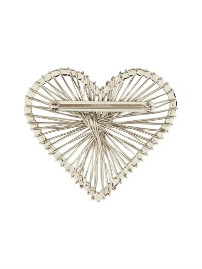 Isabel Marant Heart Shaped Wire Design Brooch In Metallic