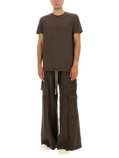 Rick Owens Drkshdw Crew Neck Short Sleeve Fitted T-shirt In Brown