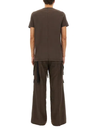Rick Owens Drkshdw Crew Neck Short Sleeve Fitted T-shirt In Brown
