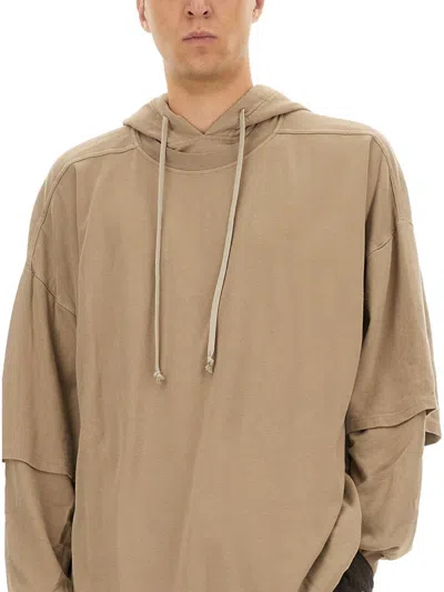 Rick Owens Drkshdw Oversized Hooded Sweater Drawstring Detail In Brown