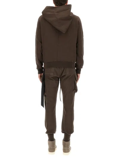 Rick Owens Drkshdw Asymmetric Collar Knitwear Kangaroo Pocket In Brown