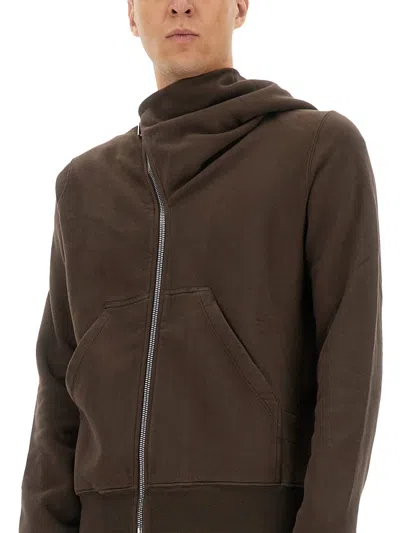 Rick Owens Drkshdw Asymmetric Collar Knitwear Kangaroo Pocket In Brown