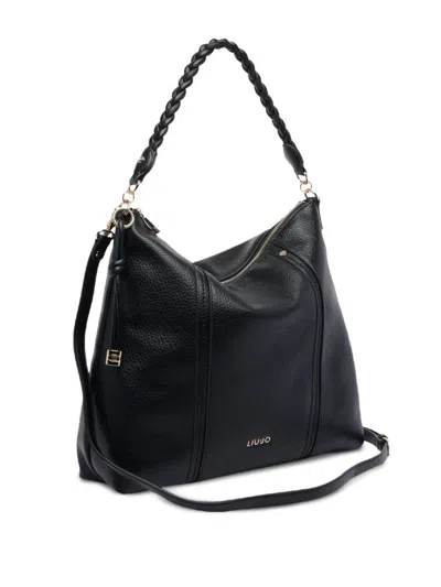 Liu •jo Logo Hobo Tote Bag With Shoulder Strap In Black